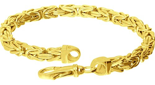 FILANGO Herren Armband Königsarmband mit Karabinerverschluss für Männer 925 Sterling Silber + 24 Karat Vergoldung Goldfarben 4,2 mm Stärke 21 cm Länge
