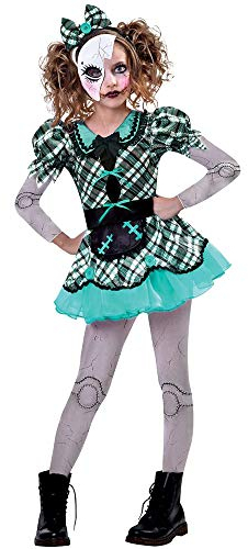 amscan Dark Doll Kostüm für Mädchen enthält eine Maskenstrumpfhose und ein Stirnband für Kinder von 12 bis 14 Jahren