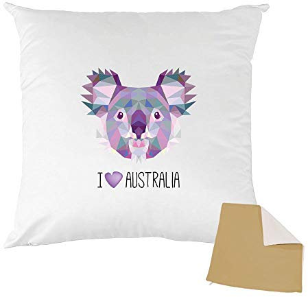 Mygoodprice - Federa per Cuscino Bicolore con Stampa I Love Australia Koala Moka