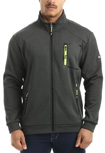 Lee Cooper LCJKT124 ropa de trabajo para hombre Full Zip térmica anti píldora capa de la chaqueta Bonded Fleece trabajo, carbón de leña Marl, Grande