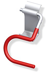 Gedotec Skihalter gebogen Gerätehalter Garage Wandhalter für die Wand-Montage | Tragkraft 10 kg | Stahl verzinkt | universal Wandhaken rot gummiert | 1 Stück - Ski-Halterung zum Schrauben