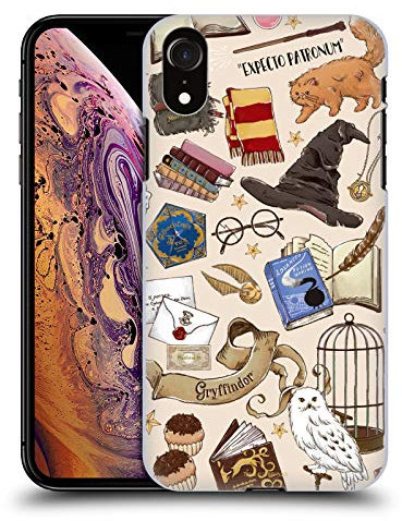 Head Case Designs Officially Licensed Harry Potter Hogwarts Pattern Deathly Hallows XXXVII Hard Back Case Compatible With Apple iPhone XR