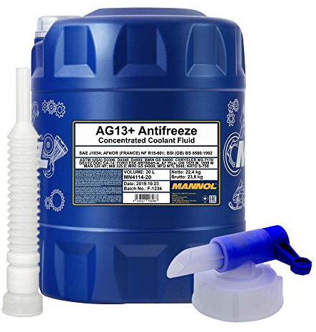 MANNOL 20 Liter, AG13+ FROSTSCHUTZ Konzentrat GELB + HAHN + Schlauch