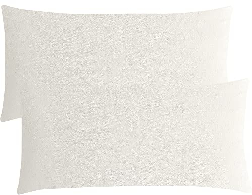 PiccoCasa Kissenbezüge 2er Set Samt Deko Kissenbezug 40x80cm Kissenhülle mit Verstecktem Reißverschluss für Sofakissen Couchkissen Schlafzimmer,Weiß
