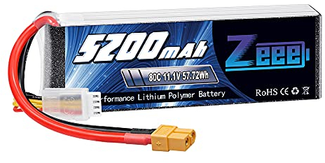 Zeee 3S Lipo Akku 11,1V 80C 5200mAh mit XT60 Steck Batterie RC für RC Auto, RC Flugzeug, RC Hubschrauber, RC Hobby