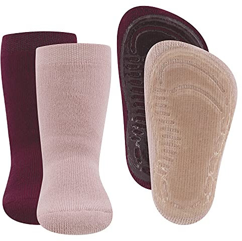 EWERS 2-pack plain stopper socks SoftStep, socks with non-slip sole for boys and girls, non-slip socks with rubber sole, 2 pairs of non-slip children's socks, size EU 21-22