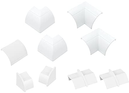 D-Line Quarter Round Cable Raceway Accessory Multipack, 9-Piece Pack, Join 0.87 (W) x 0.87 (H) Cord Cover Lengths - White