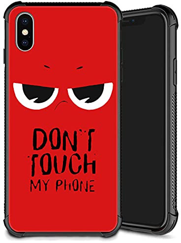 Yuning419 Plexiglass Case for iPhone X/Xs, Boys Men Pattern - Don't Touch My Phone Shockproof Anti-Scratch Case