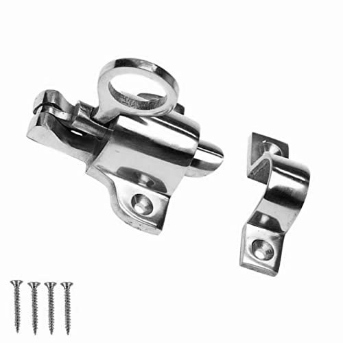 TERF® Traditional Polished Chrome Window Fanlight Skylight Catch Security Pull Ring Spring Bounce Door Bolt Latch Locks with Fixing Screw for Window Cupboard Cabinet Wardrobe Door Gate - Pack of 1