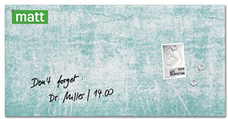 SIGEL GL287 Premium Glas-Magnettafel 91x46 cm, blau-grün, Design Turquoise Wall, matt - nicht spiegelnd, SGS geprüft, einfache Montage, incl. 3 starke Magnete, Artverum