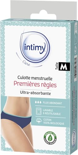 INTIMY CARE - Première Culotte De Règles – Très Absorbante – Culotte Menstruelle 95% Coton Bio – Lavable & Réutilisable - Taille M