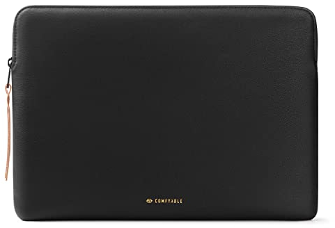 Comfyable Laptophülle aus Leder Kompatibel mit 16 Zoll MacBook Pro M4 M3 M2 M1 2025-2019 & 15 Zoll MacBook Air M3 2024 A3114 M2 A2941 (Loose Fit), Kieselstein-Schwarz