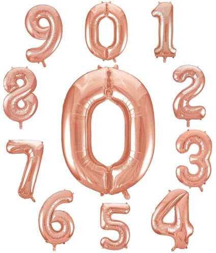 34 inches Foil Helium Balloon- Party Decorations with Numbers 0-9 Multi colour Balloons (Number 1, Rose Gold)