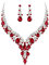 Clearine Hochzeit Schmuck-Set Tropfen Strass Cluster Statement Halskette und Ohrhänger-Set Kostümschmuck für Damen Rubin-Rot Silber-Tone