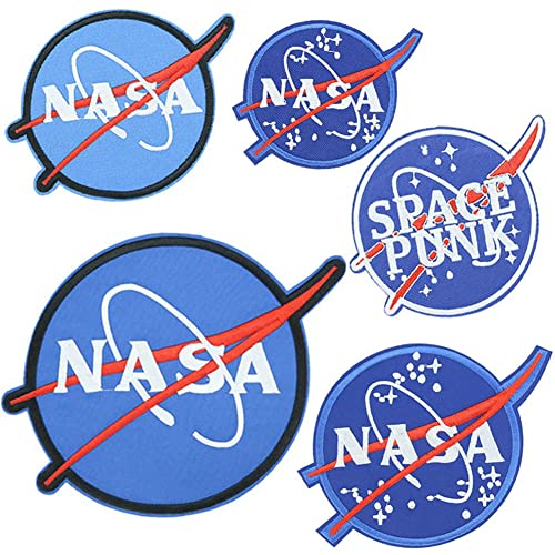ulricar 5 Pcs NASA Patches Embroidered Iron On or Sew On Space Punk Patches Applique Decoration for DIY Jeans, Jackets ,Kid's Clothing, Bag, Backpacks