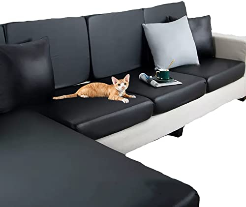 FIDSEJEONA Sofa Sitzkissenbezug Wasserdicht, Luxuriöser Kunstleder-Sofabezug für 1, 2, 3, 4-Sitzer, Sofabezüge mit Gummizug für Haustiere (B 8)
