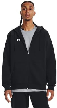 Under Armour Herren Rival Fleece Full Zip Hoodie Sweatshirt Kapuzenpullover, (001) Black/White, L Tall