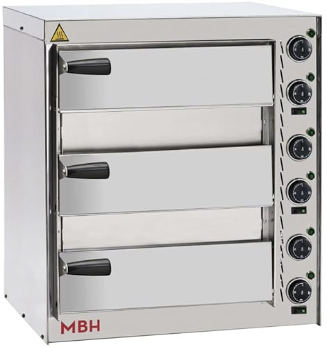 MBH - Forno per pizza industriale elettrico a 3 piani Forno 3 pizze professionale per bar e ristorante - porta in acciaio inox