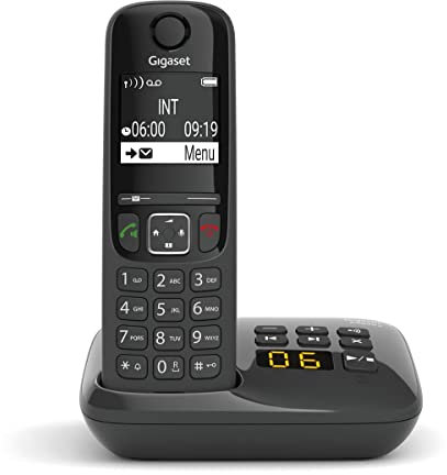 Gigaset AS690A - Téléphone DECT sans fil avec répondeur - Grand écran graphique - Excellente qualité sonore - Contrôle du volume - Fonction mains libres - Ne pas déranger - Noir [Version Pays-Bas]