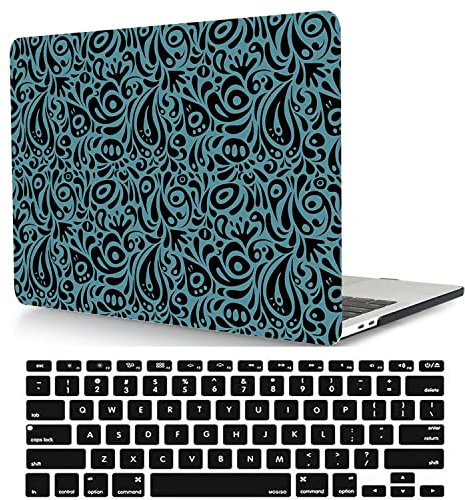 Custodia per Nuovo Macbook Pro 15 pollici 2019 2018 2017 2016 Pubblicazione Modello A1990 A1707 con Touch Bar e Touch ID, Copertina Rigida in Plastica Protettiva e Tastiera Cover, Blu e nero