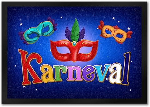 speecheese Kölner Karneval Fußmatte in 35x50 cm mit bunten Masken als Dekoration zur Faschingszeit, um Partystimmung zu verbreiten für Liebhaber der fünften Jahreszeit