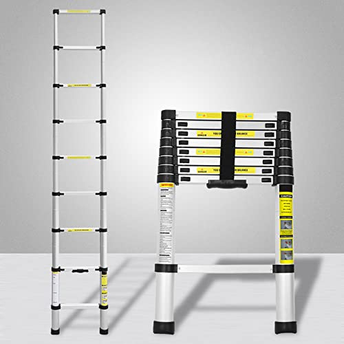 Joparri 2,6M Teleskopleiter aus hochwertiges Aluminium Stehleiter JZ260 Aluminiumleiter, Teleskop Ausziehleiter 150 kg Belastbarkeit, Tragbar Leiter, Silber