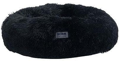 Home Deluxe - Haustierbett Muffin - Maße: 60 x 60 x 14 cm, Farbe: Schwarz, inkl. Tierdecke, Baumwollfüllung, waschbarer Bezug, Rutsch- & Wasserfest I Hundebett Hundekissen Bett für Katzen
