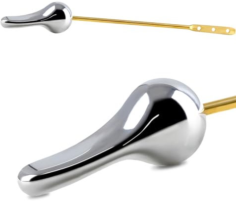 PDFans Toilet Handle Lever Flush Replacement, Front Mount Toilet Flush Handle Trip Lever Handle Universal Fits American Standard Toilets, Chrome Finished…