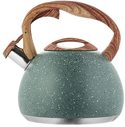 Bouilloire pratique avec couvercle rapide, poêle à eau avec fer ergonomique, bouilloire quotidienne en bois L pour siffler le thé, poignée bruyante en bois, utilisation en fonte, dessus chaud en acie