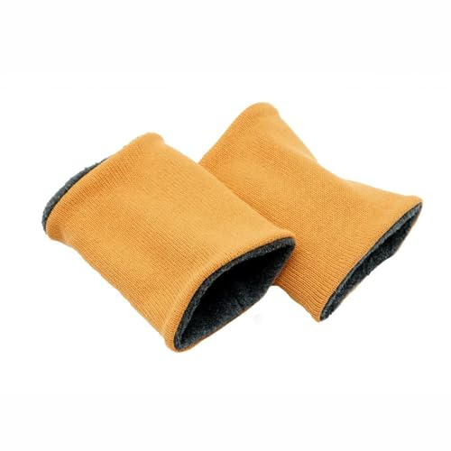 Britta Meier Pulswärmer, Handgelenk-Stulpen aus Feinstrick und Baumwoll-Fleece, aus meiner Nähwerkstatt in Ostfriesland (Senf)