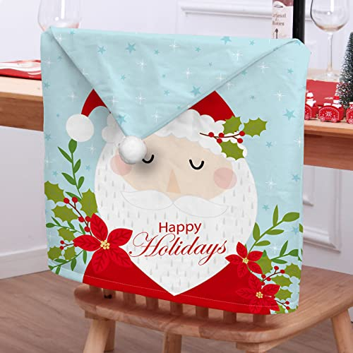 Morbuy Weihnachten Stuhlhussen 2-8er Set Nikolausmütze Esstisch Stühlen Set, Weihnachtsdeko Stuhlhussen Hussen für Esszimmerstühle, Weihnachtsfeier (2er Set,Weihnachtsmann)