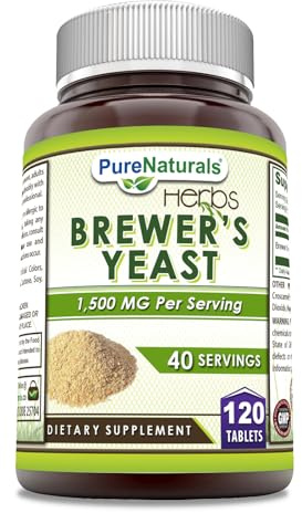 Pure Naturals Brewer's Yeast Supplement | 1500 Mg Per Serving | 120 Tablets | Non-GMO | Gluten-Free | Made in USA