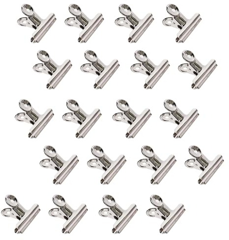 Qualsen Small Bulldog Clips 31MM Silver Stainless Steel Binder Clips with Strong Spring Metal Clips Stationery Suitable for Labels Pictures Documents Photos(20PACK)
