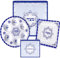 FoldTier 4 Pcs Passover Seder Plate Set Includes Round 12 Inch Renaissance Seder Plate, 8 Inch Square Matzo Tray, 3 Pocket Silk Matzo Cover, Zipper Afikoman Bag for Pesach Decoration Dinnerware