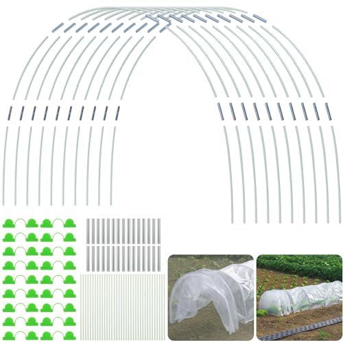 MUXHEL 168PCS Garden Hoops for Netting, Flexible Greenhouse Hoops for Raised Beds, Garden Cloche Hoops for Garden Fabric, Netting Raised Bed, Garden Tunnel Tyres