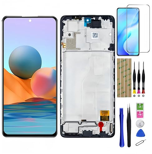 Ansyhttlg Compatible con Xiaomi Redmi Note 10 Pro M2101K6G M2101K6R LCD Display Replacement Incell Screen Digitizer Assembly with Tools (Black with Frame)