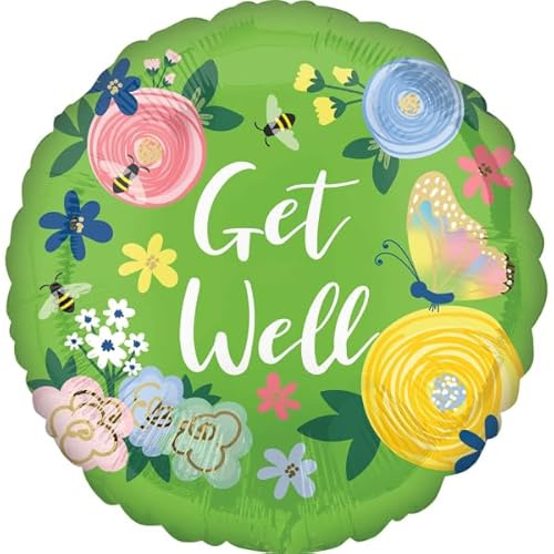 Folienballon * GET WELL * als Geschenk und Deko | 43cm groß | Geschenk Deko Partydeko Luftballons Ballons