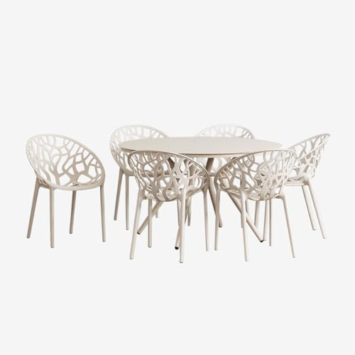 SKLUM Rundes Valerie-Tischset aus Aluminium (Ø125 cm) und 6 Ores-Gartenstühle