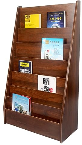 Mehrstufiger Bodenmagazin-Flyerhalter aus Holz,Aufbewahrungsregal für kommerzielle Literatur,Bücherregal für das Messebüro,Katalog-Display-Organizer (Farbe: Braun)