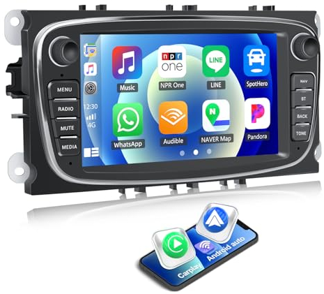 CAMECHO 2+64G Android 13 Radio Coche para Ford Focus mk2 Mondeo Cmax Galaxy Smax Kuga con CarPlay&Android Auto&Mirrorlink,7 Pulgadas Pantalla Táctil con Bluetooth/WiFi/GPS/FM/RDS/USB(Negro)
