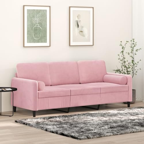 ShGaxin 3-Sitzer-Sofa mit Zierkissen Rosa 180 cm Samt, Loungesofa, Sofas & Couches, Relaxsofa, Couch für Wohnzimmer - 3200894