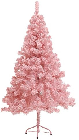 YPDOPORA Künstlicher Weihnachtsbaum in Rosa, 1,8 M, Fichte Mit Scharnier An Den Zweigspitzen, Mit Metallständern, Einfache Montage, Faltbarer Ständer Als Dekoration Für Partys Zu Hause,8FT
