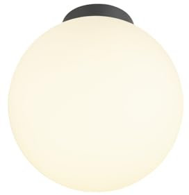 SLV SUN 30 SCHWARZ | Deckenleuchte Innen, Deckenlampe Glas, Kugel Lampe Rund, Dimmbare Badlampe, Badezimmer Lampe Decke, Vintage Innenleuchte, kombinierbar mit Glasschirm, 60W, E27, Ø 30 cm