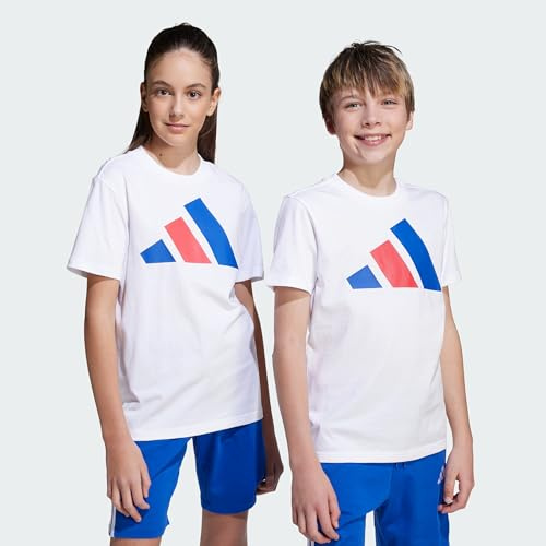 Adidas Unisex Kids Essentials Big Logo T-Shirt, White/royal Blue/red, 11-12 Years