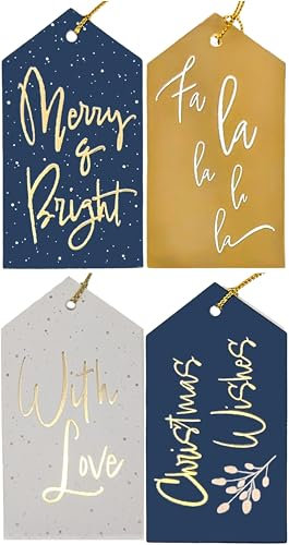 20 luxuriöse Weihnachts-Geschenkanhänger, Marineblau und Gold