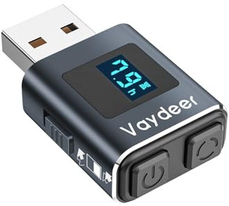 Vaydeer Mouse Jiggler, Metal Mouse Mover with 2 Natural and Random Tracks, USB Mouse Wiggler with Timer, Type-C Jiggler to Keep Devices Active-metallic