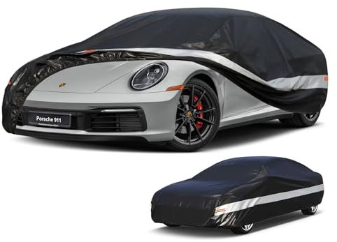 Holthly Autoabdeckung Passend für Porsche 911 Carrera Coupé Cabrio 992 991 997 996 993(1966-2025) 10 Schichten Vollgarage Auto Abdeckplane 100% Wasserdicht Autoplane Outdoor Autogarage