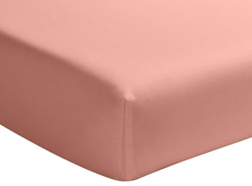 Drap Housse 140x190 cm Percale de Coton Rose Poudré