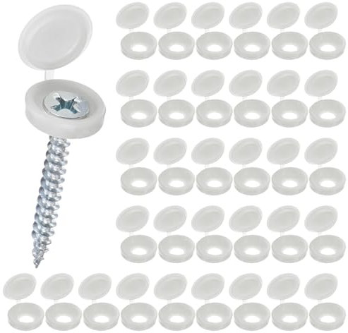 M METERXITY 100-Pack Plastic Hinged Screw Cover Caps, 5mm Shutter Screws with Caps, Fold Snap Washer Covers, Washer Flip Protection Covering M3 M4 M5 Screws Heads [Light Gray]