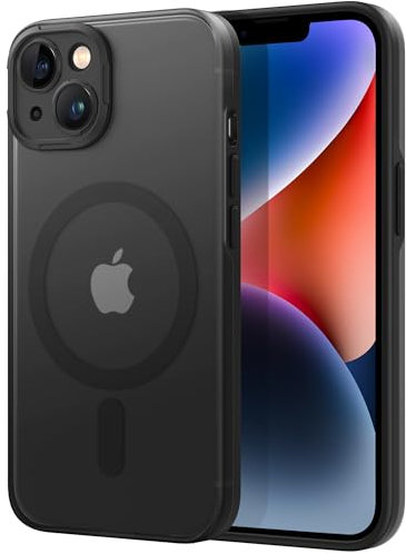 GOODVISH Magnetic for iPhone 14 Case, Compatible with MagSafe, Upgraded [Full Camera Protection] Mil-Grade Shockproof Protection, Translucent Matte Magnetic Case for iPhone 14, 6.1 Inch, Black